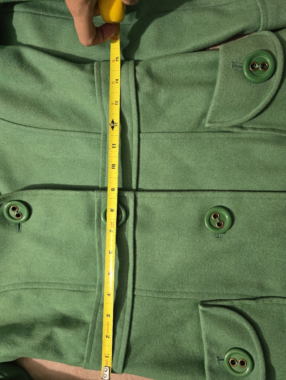 Tulle Anthropologie Pea Coat Retro 60s Fairy Wool Blend Viscose Green Small - Picture 9 of 11